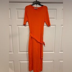 LOFT Vibrant Orange Long Sleeve Dress